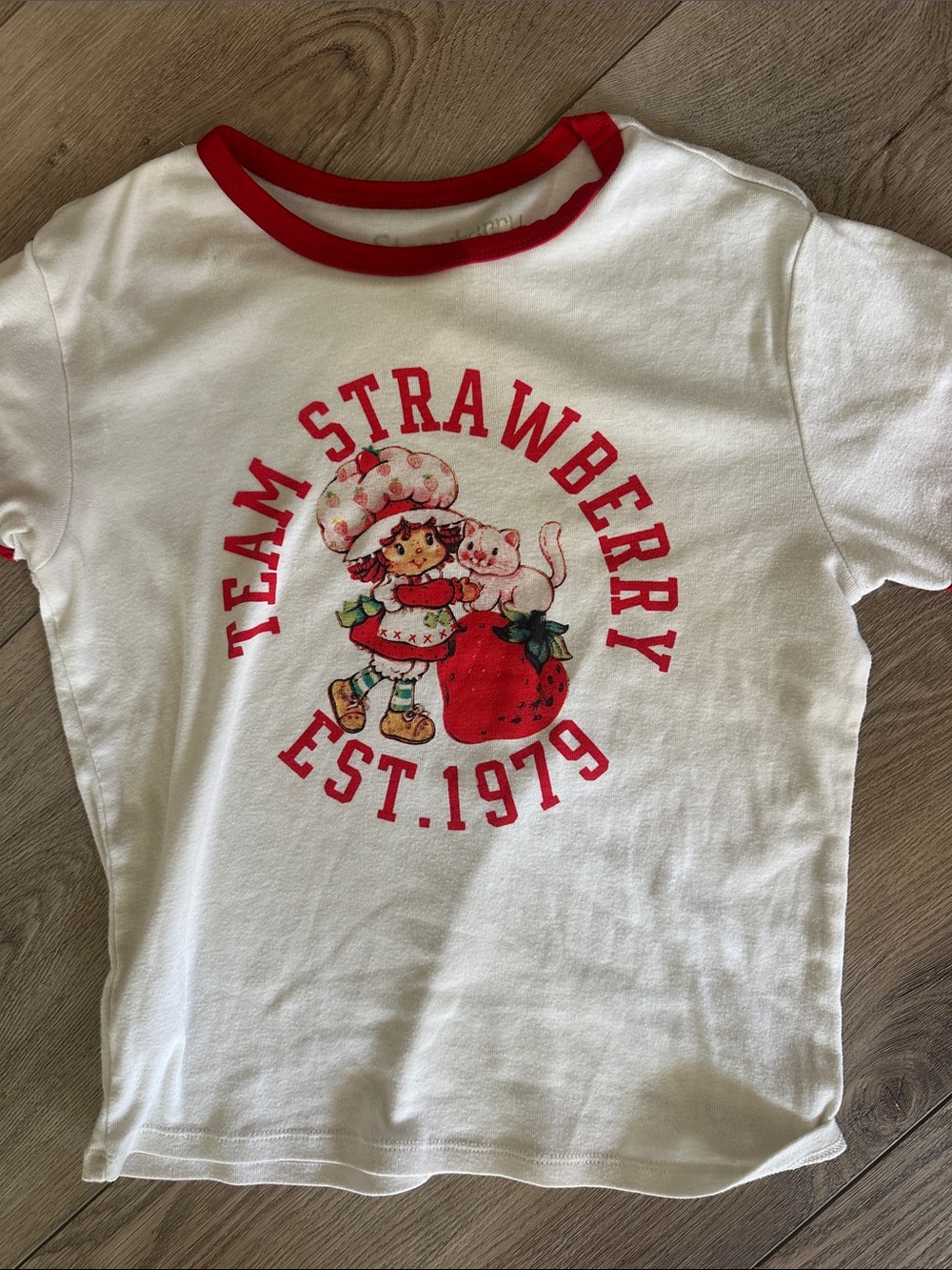 Team Strawberry Graphic Kids Tee - White with Red Accents